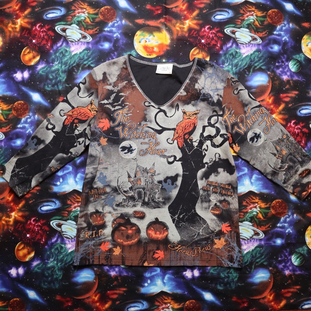 Cactus Bay Owl Witch Shirt Large USA